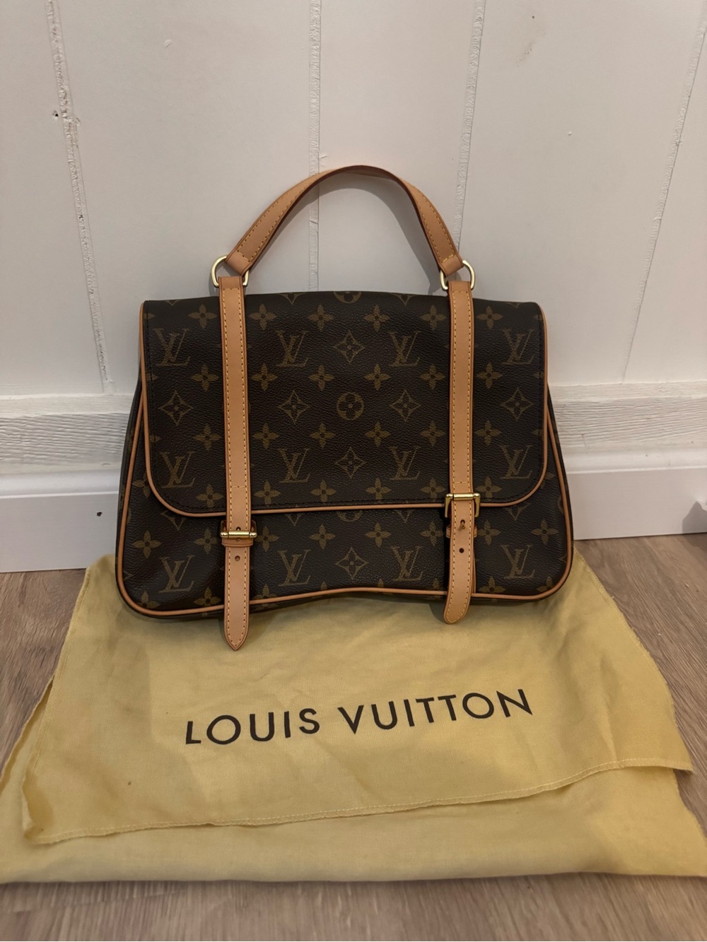 Louis Vuitton Monogram Satchel with Natural Leather Trim